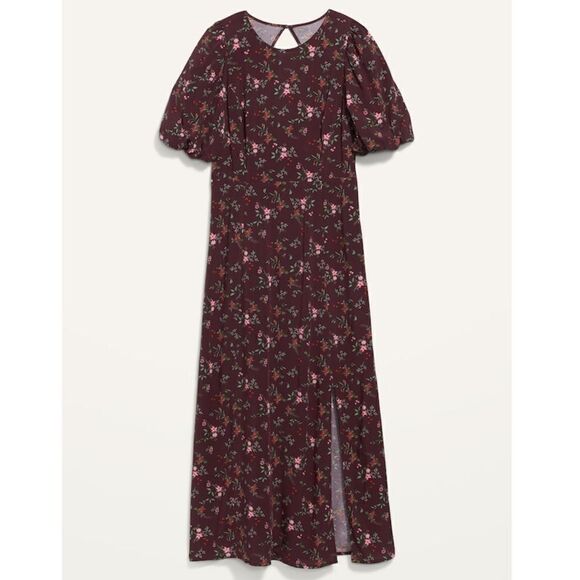 Old Navy Puff Sleeve Floral Maxi Shift Dress Size 2X - Picture 5 of 12
